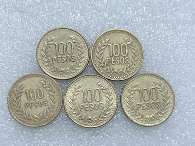 第一海外回流一元起拍收藏 散集专场  第277期 - 哥伦比亚100比索硬币 5枚