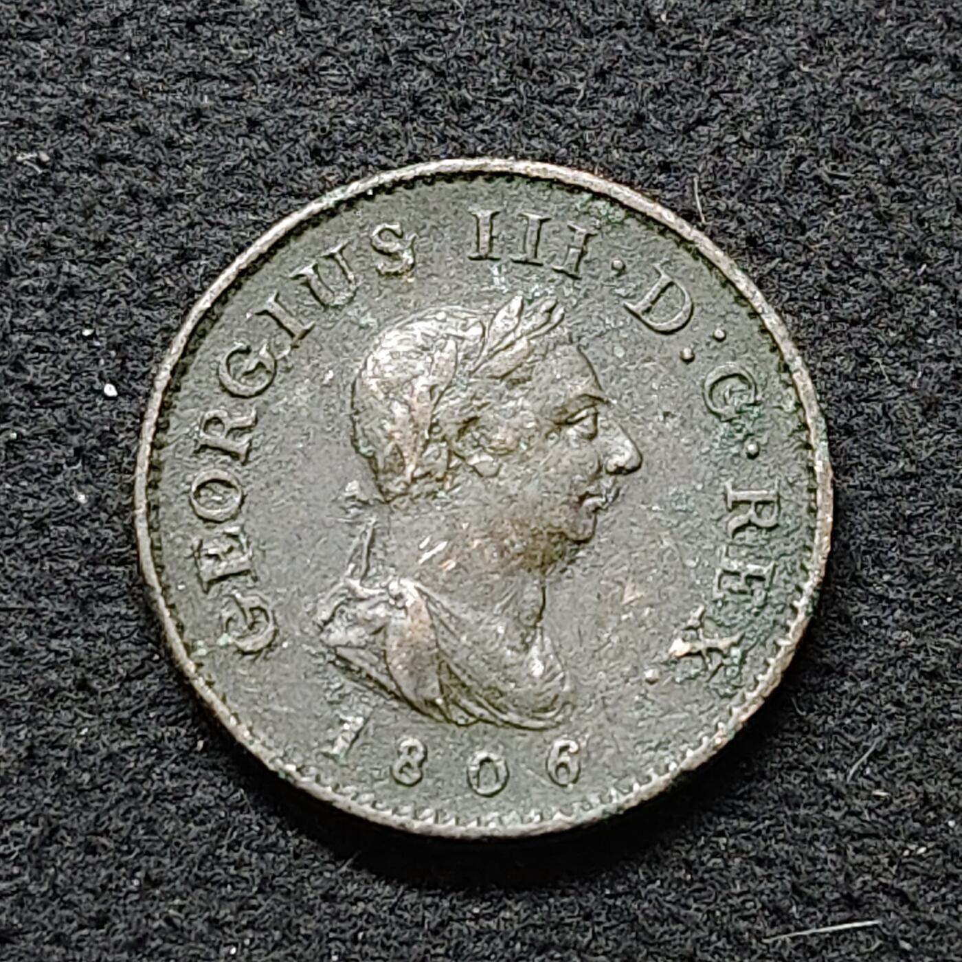 【全场包邮】纯粹捡漏拍486场（免费代拍第23场） 英国1806年乔治三世1法新铜币