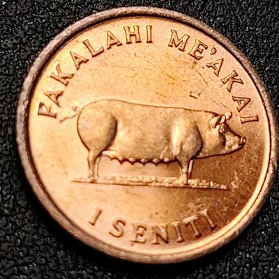泉币菌-第151场-精品福利场 - 原铜光 猪 玉米 FAO 1975年汤加1分青铜硬币 18毫米 1克 铜钱纪念币
