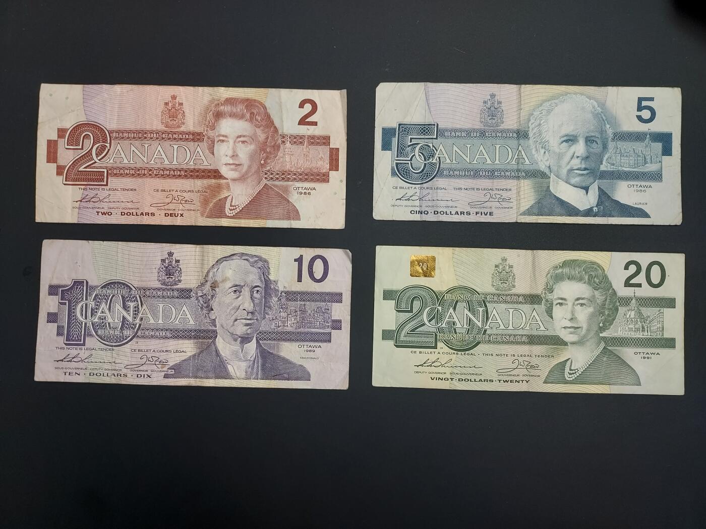 博彦收藏    12月22日 8点 钱币专场 全场包邮 加拿大 女皇鸟版 2/5/10/20 一组 流通品