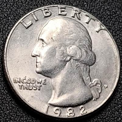 泉币菌-第151场-精品福利场 - 24.3mm D标 1982年 美国1/4美元 华盛顿镍币 
