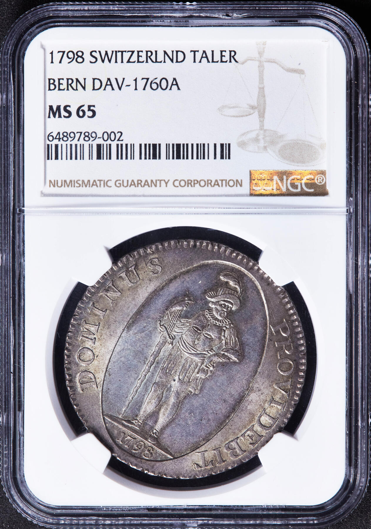 【俄甄集藏】2026年(046)01-07 星期三 晚 19:30 全场包邮 瑞士1798年伯尔尼1泰勒大银币，NGC MS65，黄油包浆，转光品相，细节完美，顶级状态