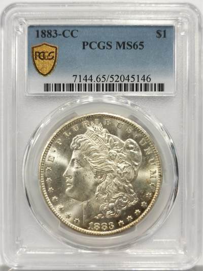 博洋堂世界钱币拍卖第154期（全场包邮） - PCGS MS65 美国1883 CC 摩根 卡森厂 高分难得 人像面月牙形黄彩包浆