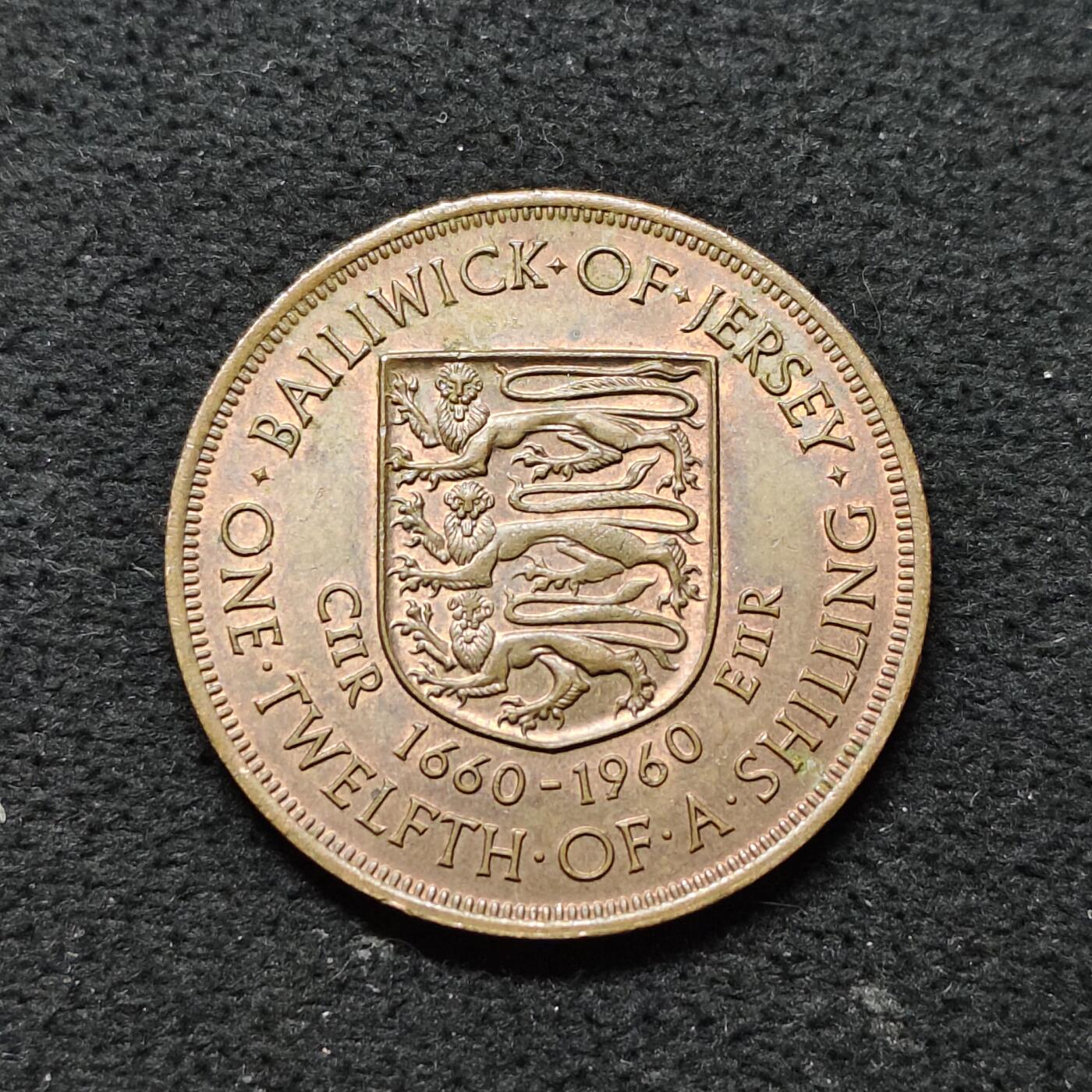 【全场包邮】纯粹捡漏拍486场（免费代拍第23场） 泽西1960年1/12先令王政复辟300周年纪念大铜币