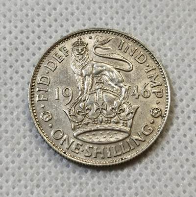 甄臻铺-世界币章拍卖（第44期）精品场拍品征集中，送拍享返佣金等优惠多多 英国乔治六世1先令  1946年  未流通品相  23.5mm  5.7g，细节见图