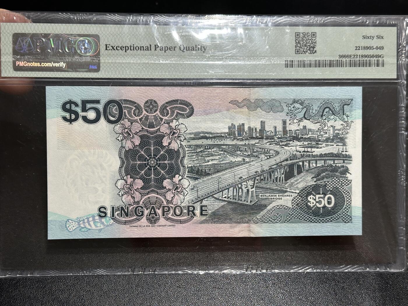 《外钞收藏家》第五百九十五期（优品场）（本平台长期征集拍品、欢迎藏友们联系合作） 19957新加坡船版50元 PMG66  无47