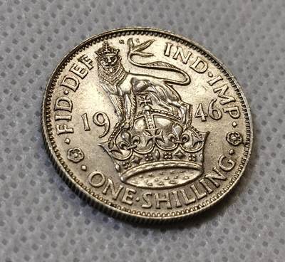 甄臻铺-世界币章拍卖（第44期）精品场拍品征集中，送拍享返佣金等优惠多多 英国乔治六世1先令  1946年  未流通品相  23.5mm  5.7g，细节见图