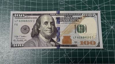 【礼羽收藏】🌏世界钱币拍卖第116期 - 09年彩版100美元双豹子号无3.4.5.7unc品相