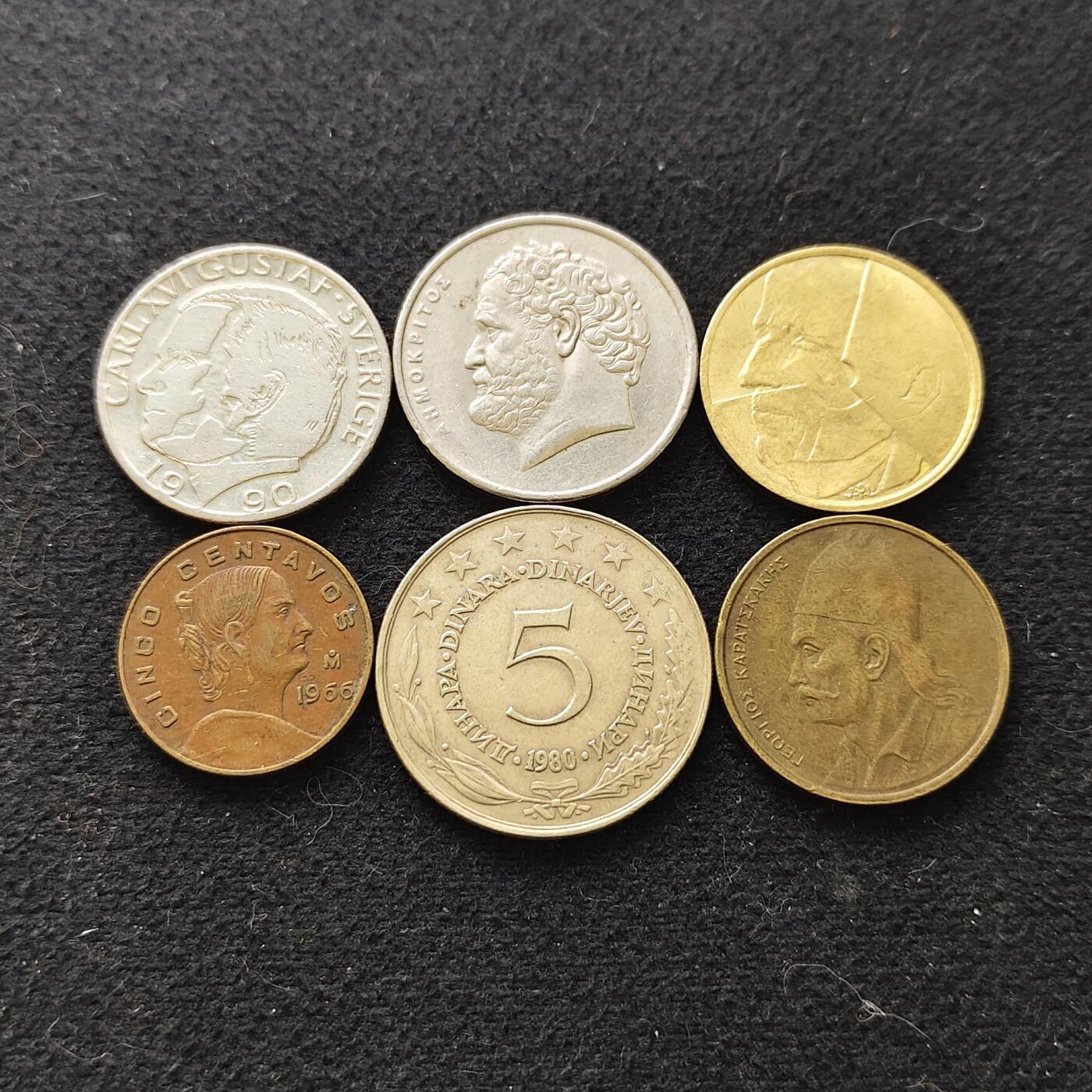 【全场包邮】纯粹捡漏拍486场（免费代拍第23场） 世界各国各年份散币6枚一组-希腊+墨西哥+比利时+南斯拉夫+瑞典