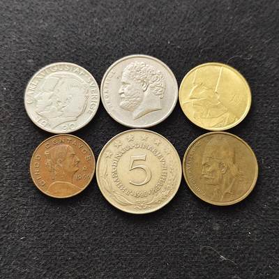 【全场包邮】纯粹捡漏拍486场（免费代拍第23场） - 世界各国各年份散币6枚一组-希腊+墨西哥+比利时+南斯拉夫+瑞典