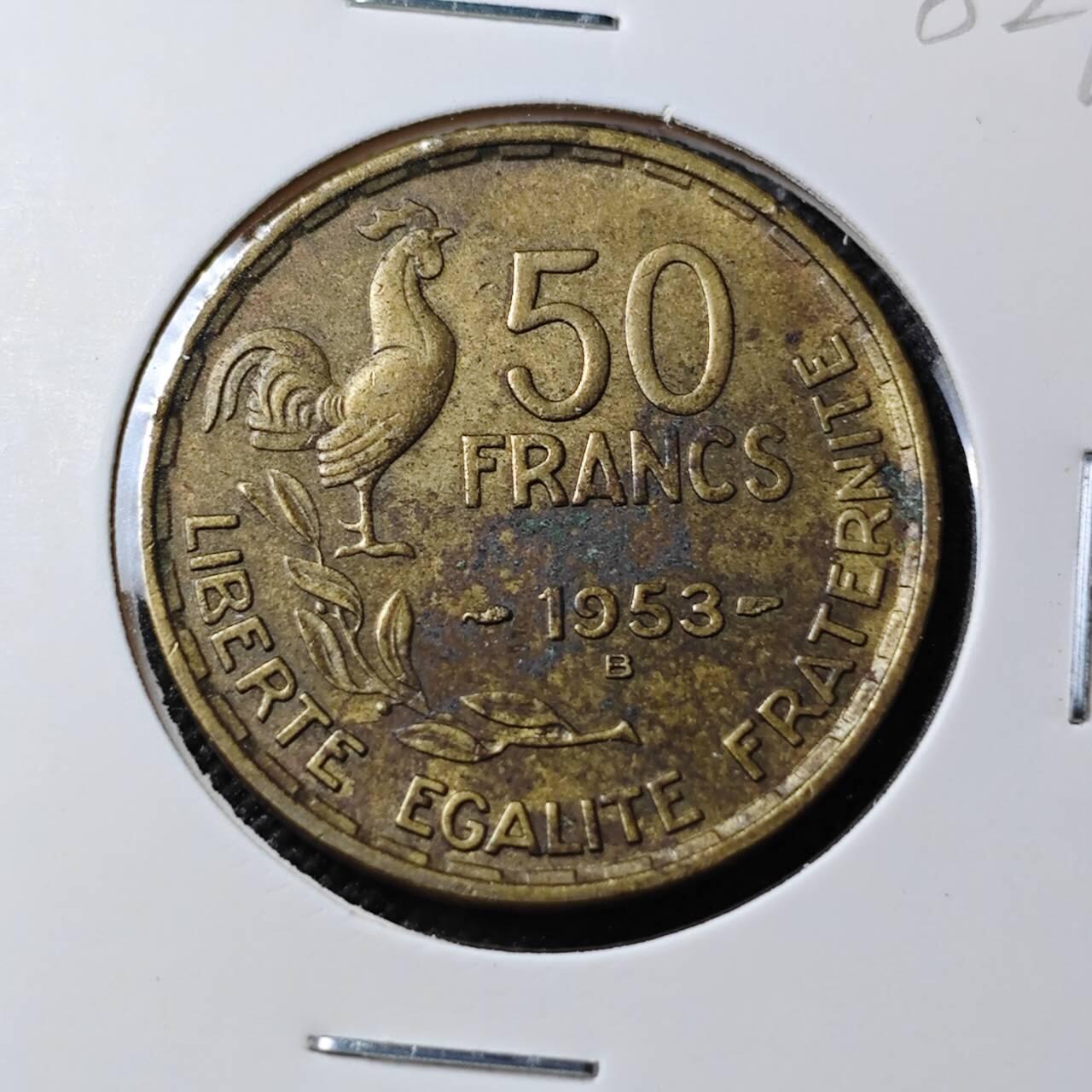 KK钱币收藏小铺 第382期  2月预留时间 周末发货 1953法国50法郎 