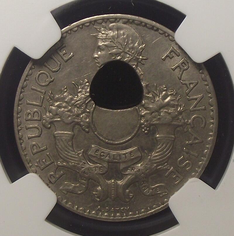 【Mint Error NGC-AU58】法属印支1938年厚版5分