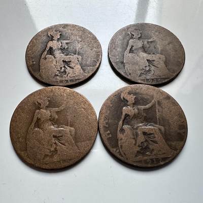 🌹外币初藏🌹🐯2025年第142场  每周二四六晚8️⃣点 接代拍 - 英国乔五半便士老铜币4枚