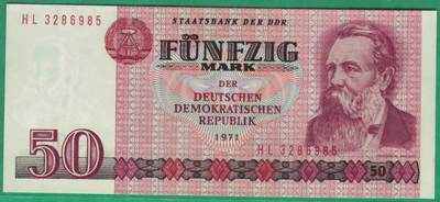 德国(东德 民主德国)1971年(1986年)50马克 P-30b 再版窄序列号 无47 实物图 UNC - 德国(东德 民主德国)1971年(1986年)50马克 P-30b 再版窄序列号 无47 实物图 UNC