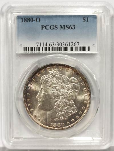 博洋堂世界钱币拍卖第154期（全场包邮） - PCGS MS63 美国1880 O 摩根 新奥尔良厂中品相佼佼者 双面环状五彩包浆 打制精美 麦稀奇所见最高分 不可错过的藏品 PCGS指导价为4589RMB