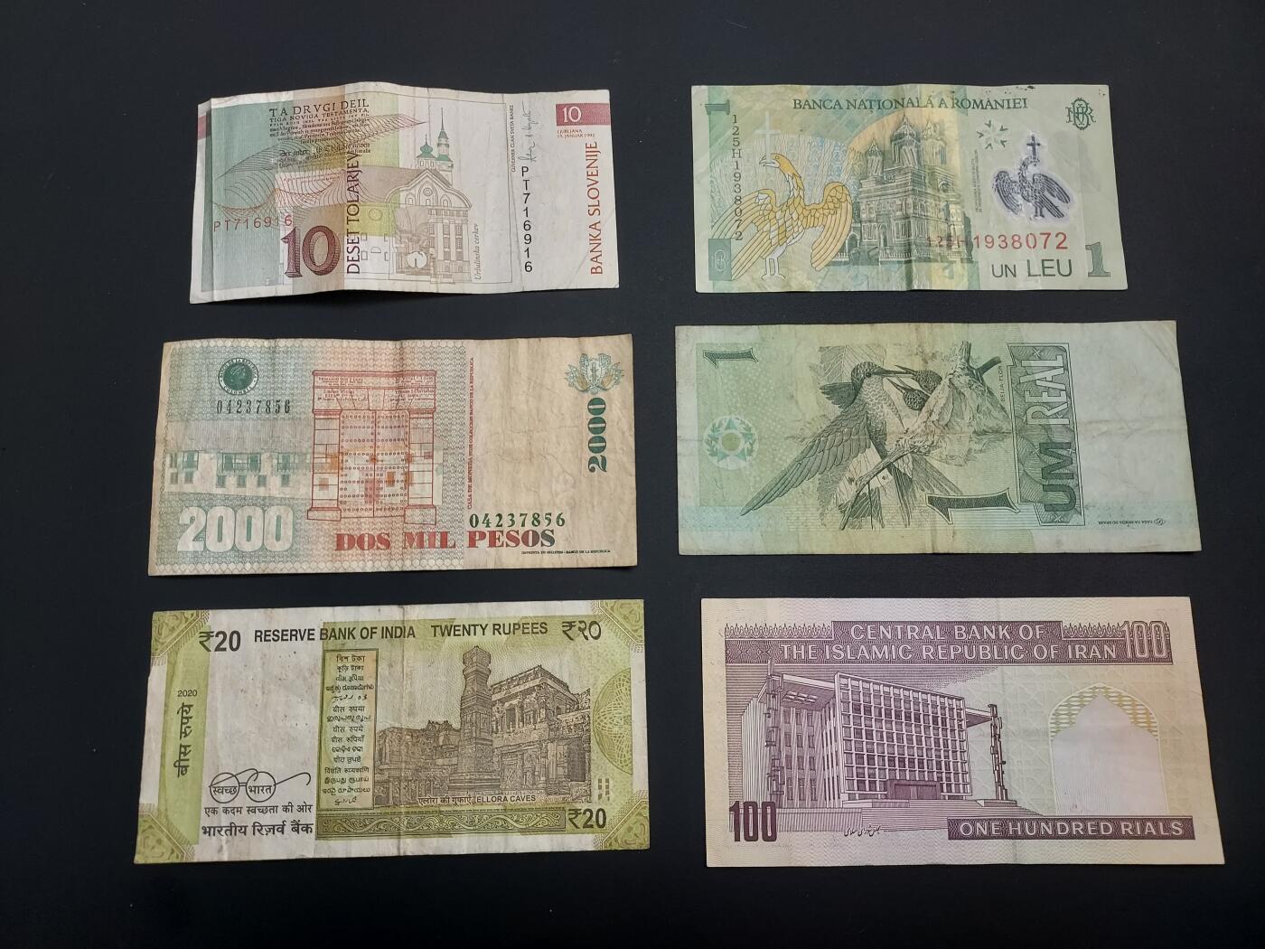 博彦收藏    12月22日 8点 钱币专场 全场包邮 斯洛文尼亚 等外国纸币6张 流通品