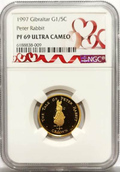 博洋堂世界钱币拍卖第153期（全场包邮） - NGC PF69UC 直布罗陀1997年1克朗金币 含金1/5盎司