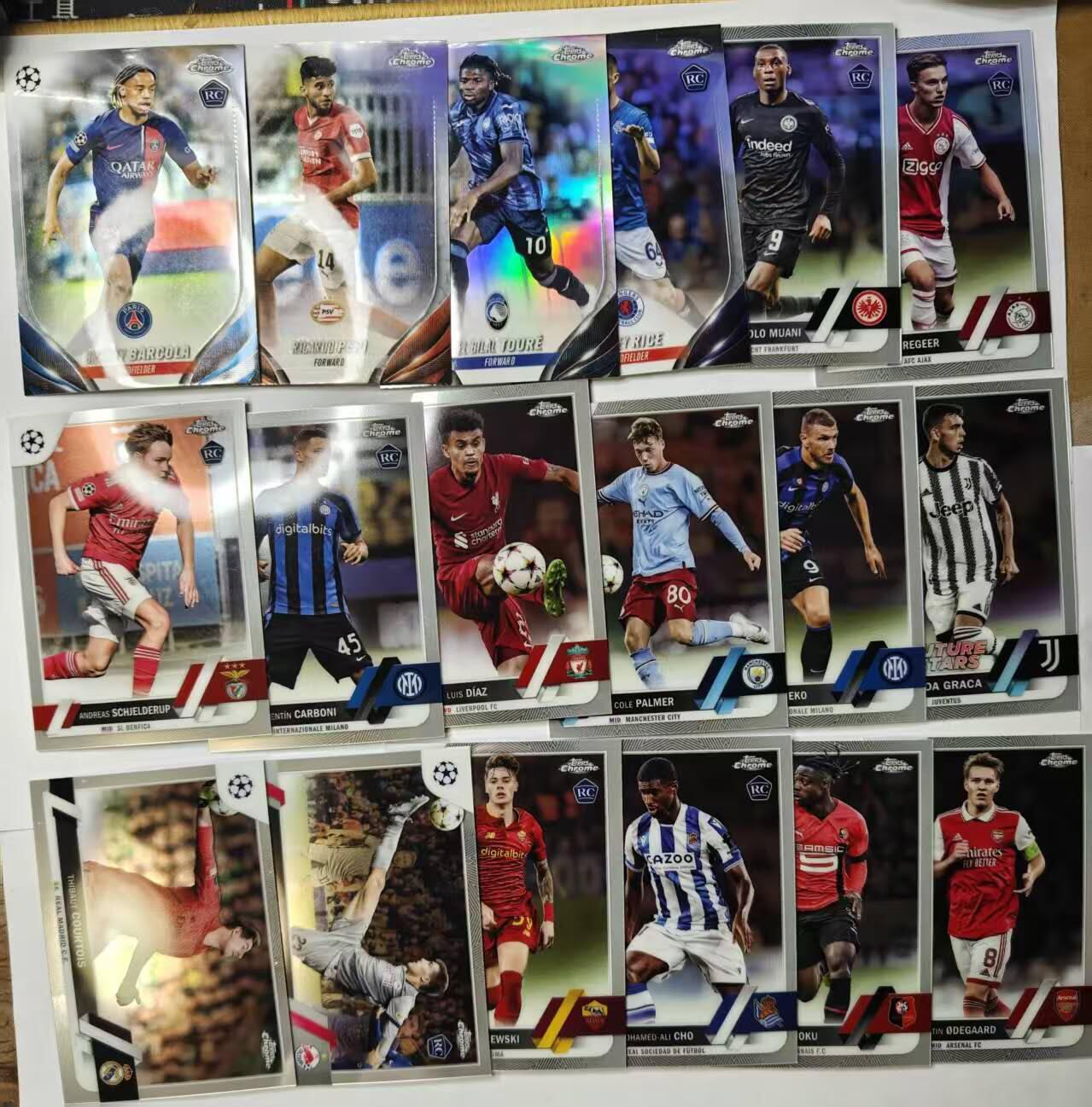 龙虎卡牌-六八场（无佣金，周六结拍，欢迎送拍） 18张不重复 Topps Chrome 欧冠/欧联官方球星卡