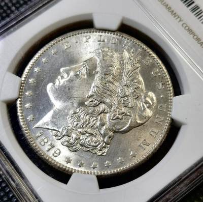 甄臻铺-世界币章拍卖（第44期）精品场拍品征集中，送拍享返佣金等优惠多多 NGC-MS64 1879年S版美国摩根，早期年份，淡淡包浆极美