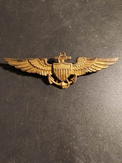 老王徽章第170期 - 美国二战海军航空兵证章    包10k金    2.75英寸     名厂Balfour