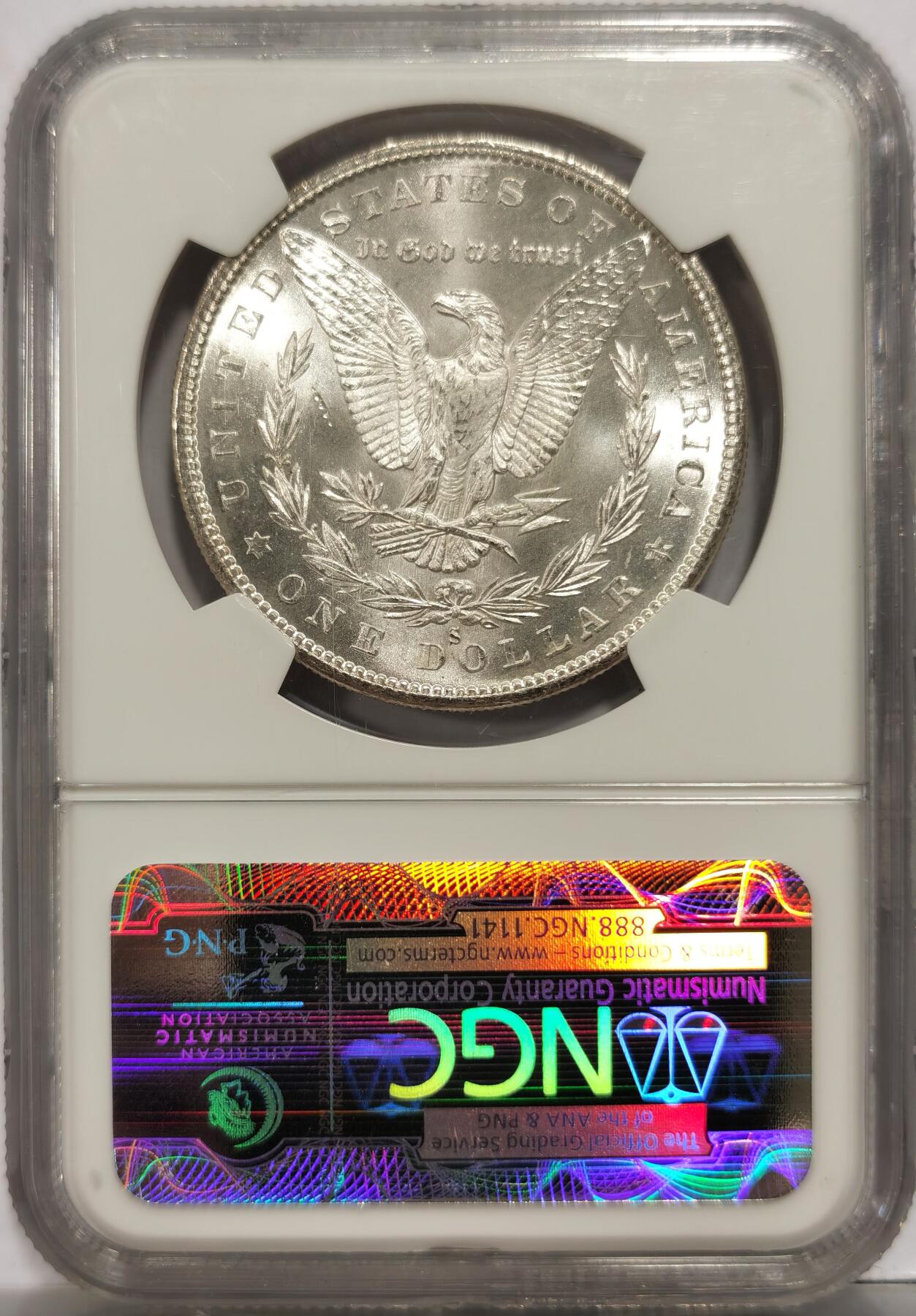 博洋堂世界钱币拍卖第153期（全场包邮） NGC MS66 美国1880 S 摩根 人像面覆盖黄彩包浆