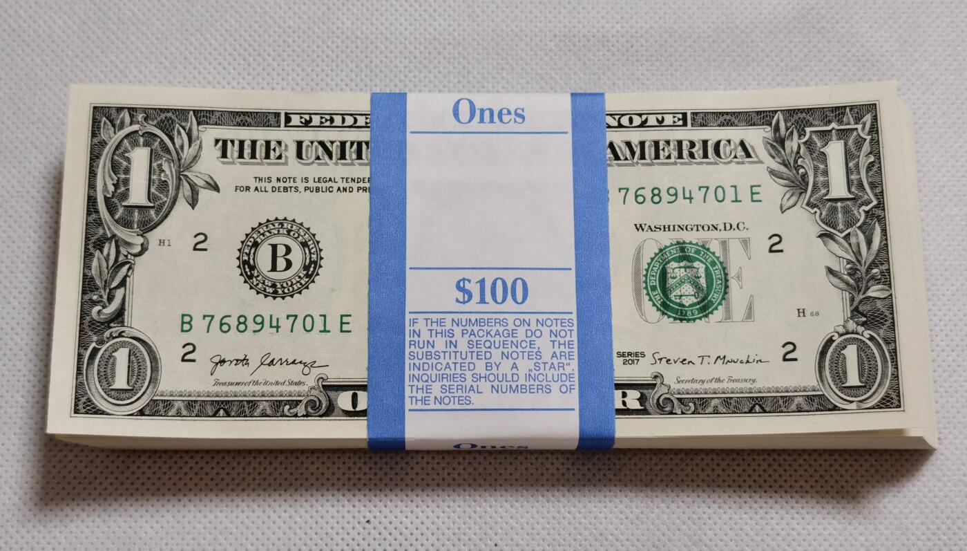 甄臻铺-世界币章拍卖（第44期）精品场拍品征集中，送拍享返佣金等优惠多多 2017年美国1美元 全新原封整刀100张连号 四角尖尖 尾号含777、788、799 保值增值 投资收藏佳品