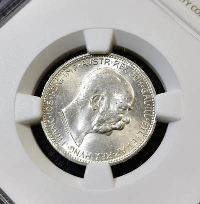 甄臻铺-世界币章拍卖（第44期）精品场拍品征集中，送拍享返佣金等优惠多多 NGC-MS63 奥地利1916年1克朗银币 高分超级转光 弗朗茨约瑟夫一世 皇后是大名鼎鼎的茜茜公主