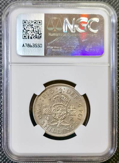 甄臻铺-世界币章拍卖（第44期）精品场拍品征集中，送拍享返佣金等优惠多多 NGC-MS63 英国1949乔治六世弗洛林硬币，状态很不错的一枚，适合凑品种