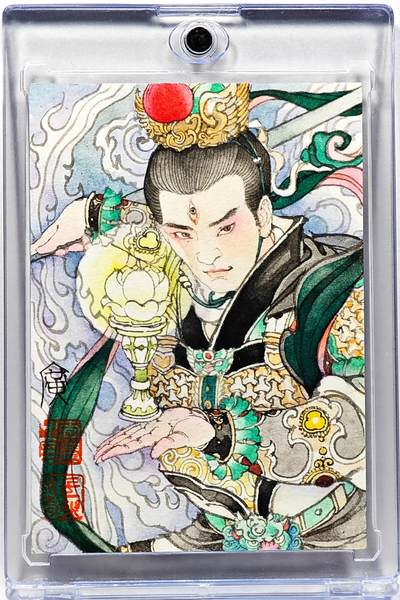白泽拍卖卡牌手绘专场第30期（白金之夜 跨年大拍） - 2025 李广手绘卡 二郎神  李广亲签 卡砖封装