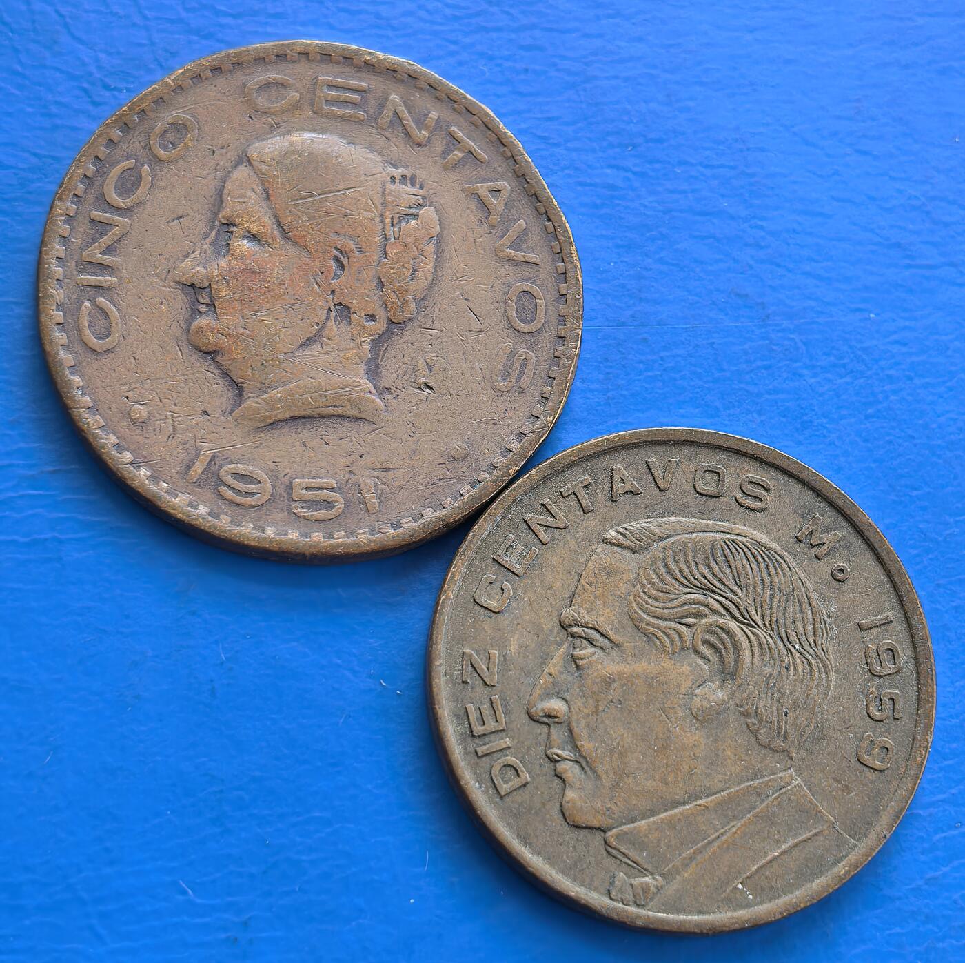 外国优质老铜币高银银币，周六九点倒数截拍，满百包邮，持续收拍 墨西哥老铜币2枚