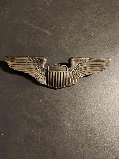 老王徽章第170期 - 美国二战陆军航空兵飞行员技能章    3英寸    925银