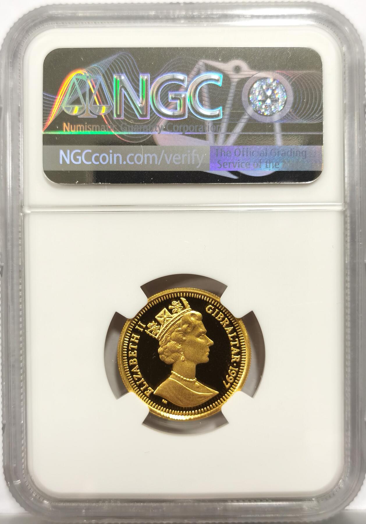 博洋堂世界钱币拍卖第153期（全场包邮） NGC PF69UC 直布罗陀1997年1克朗金币 含金1/5盎司