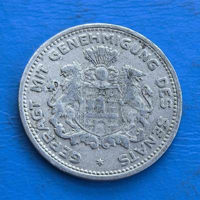 外国优质老铜币高银银币，周六九点倒数截拍，满百包邮，持续收拍 - 德国汉堡银行1923年 5/100 马克结算币，发行于魏玛共和国恶性通胀巅峰期，“结算马克”替代崩溃的帝国马克，是德国经济危机的 实物见证