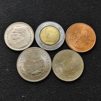 【全场包邮】纯粹捡漏拍486场（免费代拍第23场） - 世界各国各年份散币5枚一组-泰国+意大利+爱尔兰+台湾+印尼