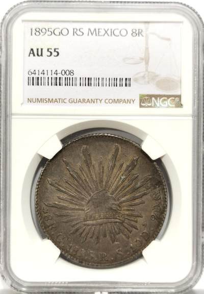 博洋堂世界钱币拍卖第154期（全场包邮） - NGC AU55 墨西哥1895年GO RS版花边鹰洋，酱菜包浆