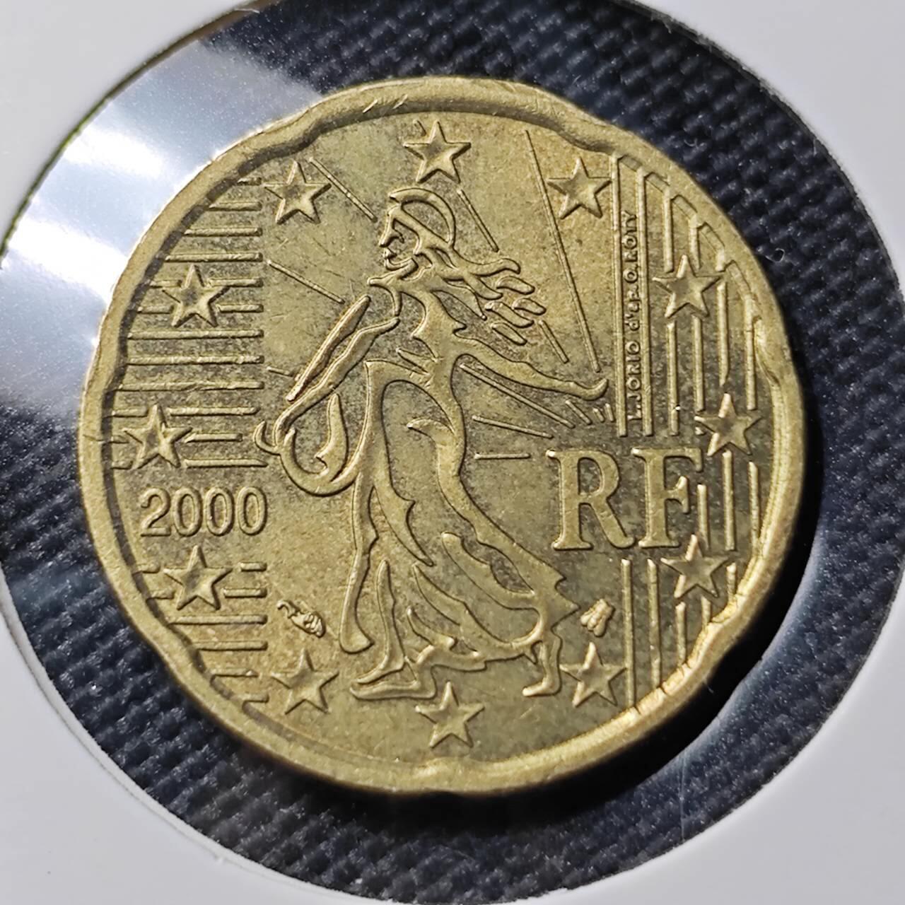 KK钱币收藏小铺 第382期  2月预留时间 周末发货 2000欧盟法国20欧分 