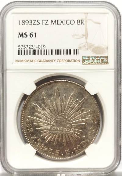 博洋堂世界钱币拍卖第154期（全场包邮） - NGC MS61 墨西哥1893年ZS FZ版花边鹰洋