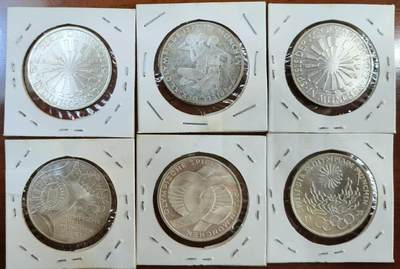 ❤️【币观天下】❤️ 第335期钱币拍卖- 2025.12.19周五晚上6点半场-长期征集拍品 - 德国1972年慕尼黑奥运会10马克银币一套6枚 含纯银58.12克