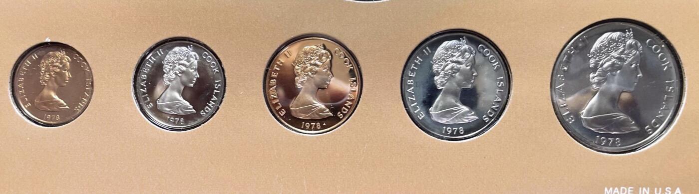 回流1222 盒装全新 库克群岛1978年精制套币（含一枚5元大银币）发行量极少