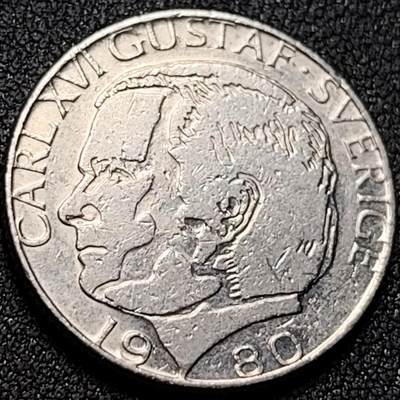 泉币菌-第151场-精品福利场 - 瑞典 1克朗镍铜硬币 王冠 卡尔十六世古斯塔夫 24mm