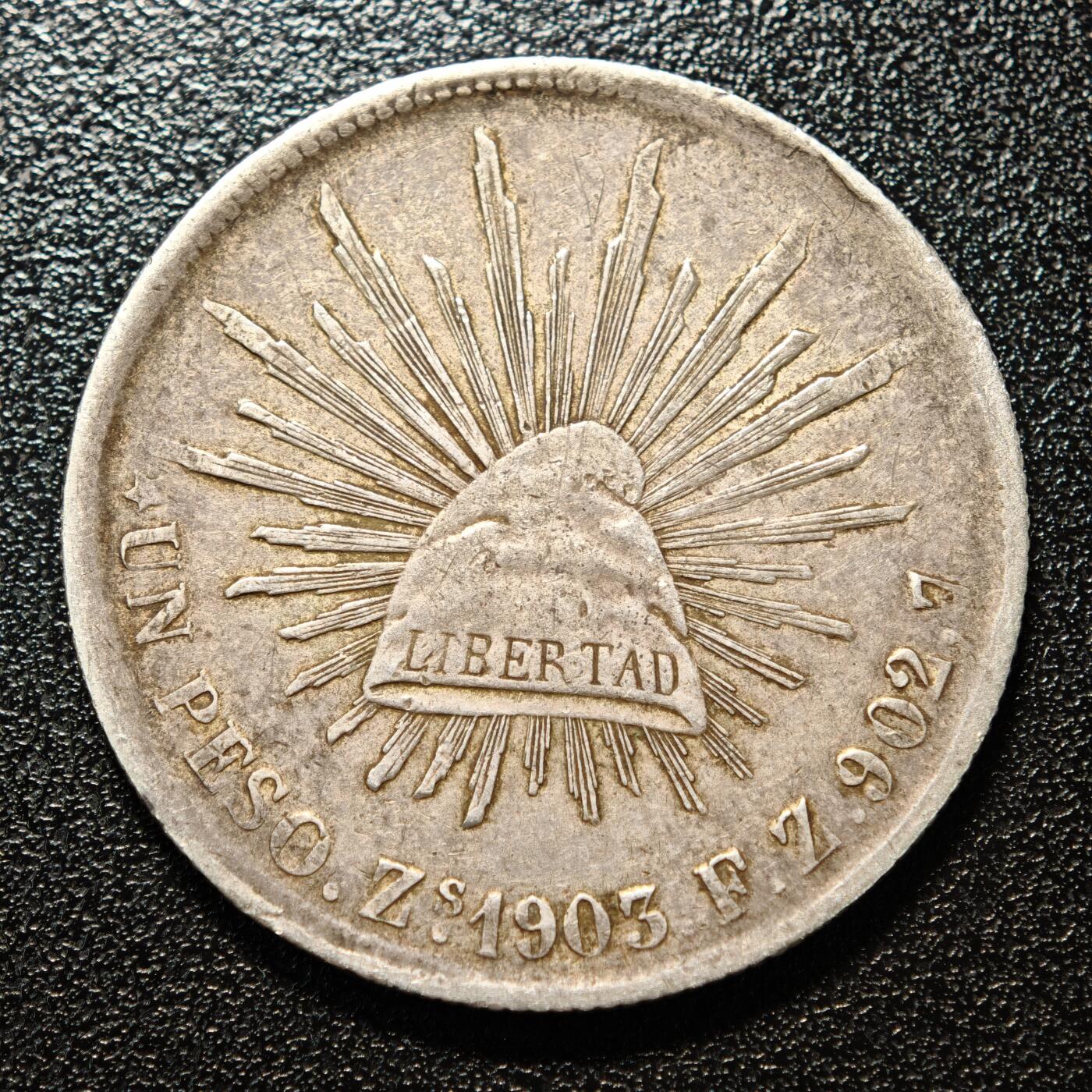 【德藏】世界币章拍卖第158期（拍品征集中~欢迎藏友联系） 1903年 墨西哥鹰洋比索银币 原味包浆 直径约：39.4mm；重约：26.9g