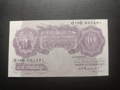 2025十二月第四期，总209期 - 英格兰战时A序列10先令UNC-，有别于战前战后普通的红色版本用紫色印刷