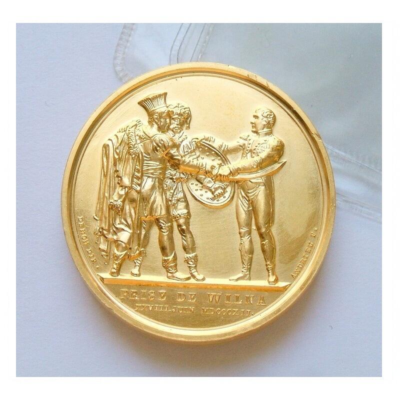 【艺术】法国艺术大章纪念1812年 拿破仑攻打俄国+雄鹰高浮雕精制大镀金章 40MM