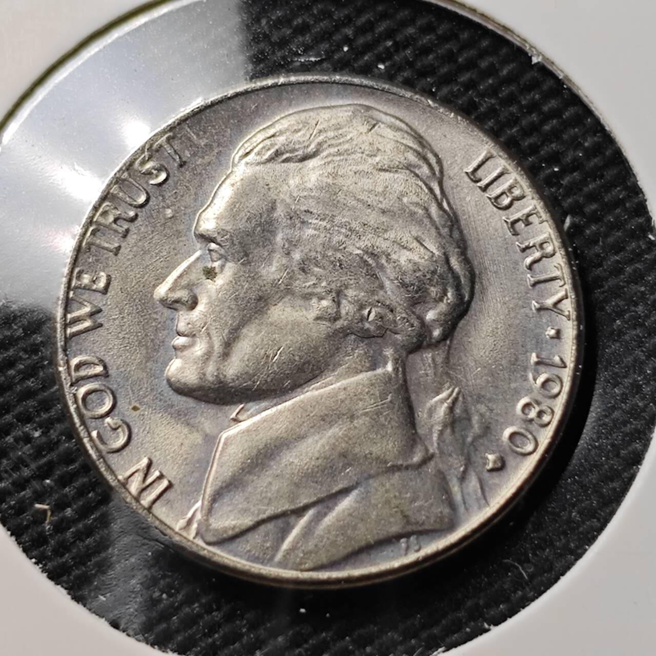 KK钱币收藏小铺 第382期  2月预留时间 周末发货 1980美国5分 拆卷品