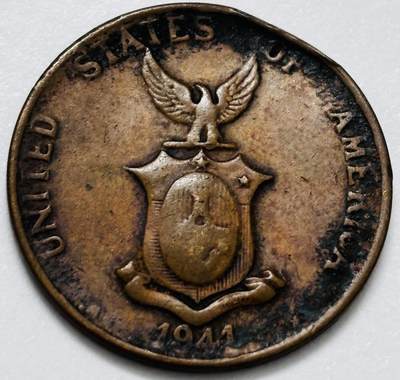 文馨钱币收藏第 286 场，圣诞节专场【 长期接收代拍品低至 0 佣金】 - 1944 年美属菲律宾 1 分铜币，微微不平