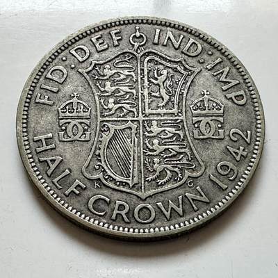 🌹外币初藏🌹🐯2025年第143场  每周二四六晚8️⃣点 接代拍 - 英国1942年半克郎银币 14.1克50%银