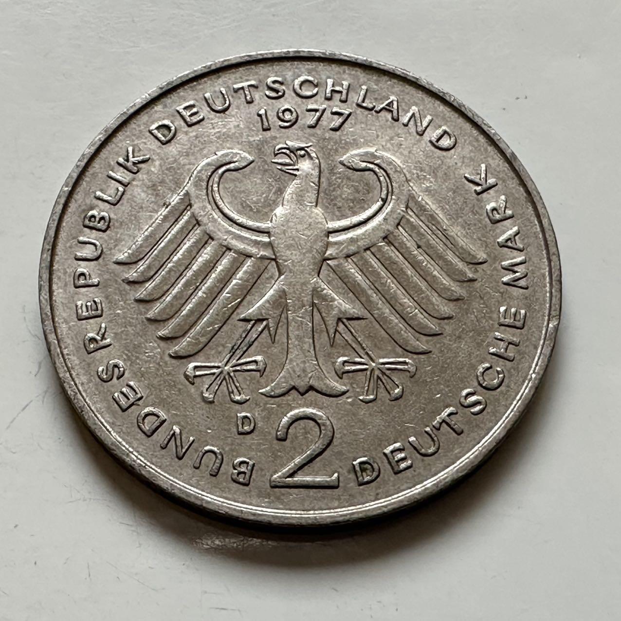 🌹外币初藏🌹🐯2025年第143场  每周二四六晚8️⃣点 接代拍 德国1977年D版 2马克 豪斯