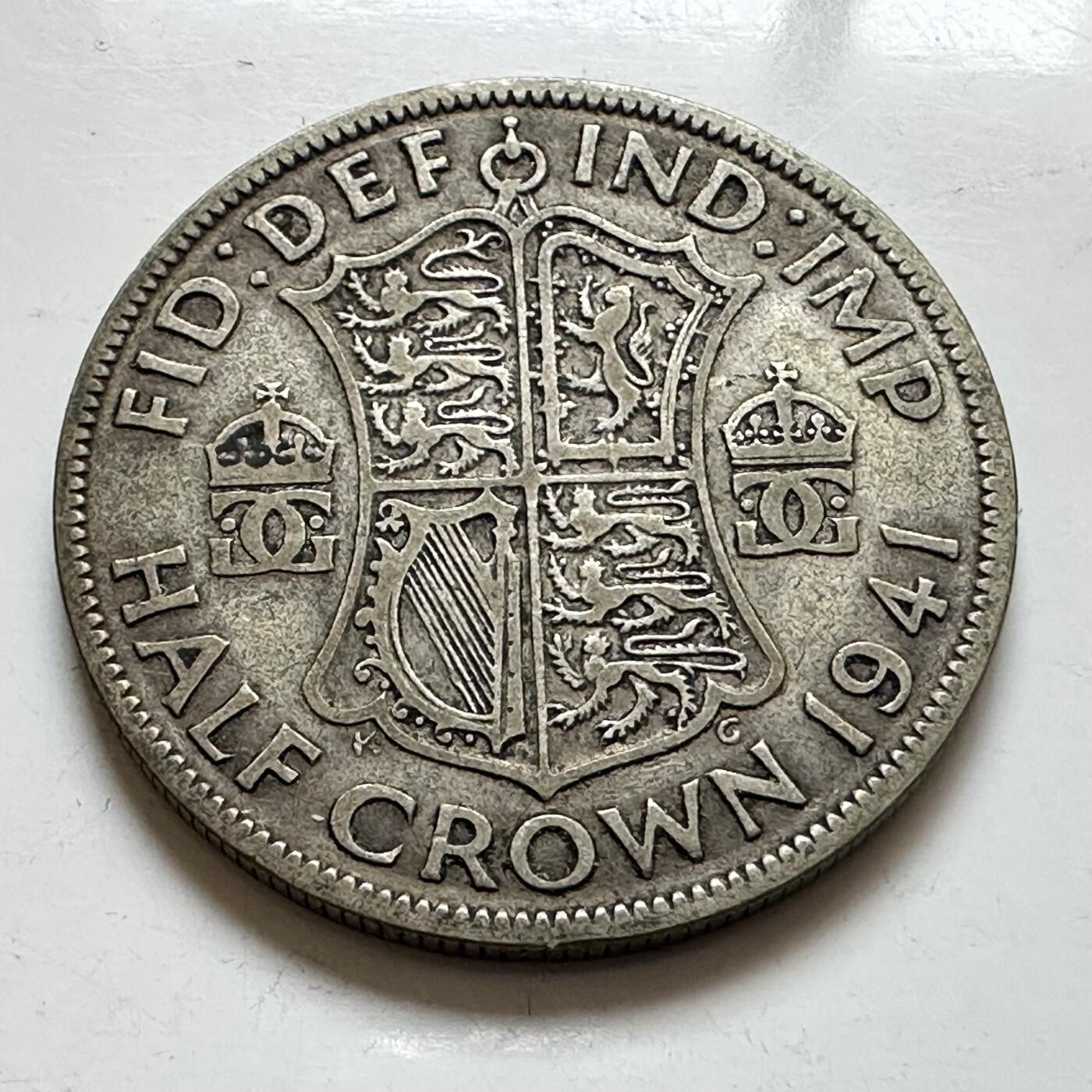 🌹外币初藏🌹🐯2025年第143场  每周二四六晚8️⃣点 接代拍 英国1941年半克郎银币 14.1克50%银