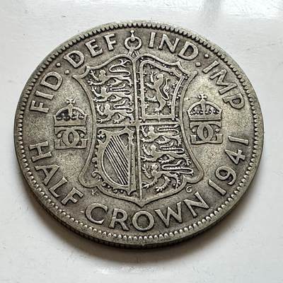 🌹外币初藏🌹🐯2025年第143场  每周二四六晚8️⃣点 接代拍 - 英国1941年半克郎银币 14.1克50%银