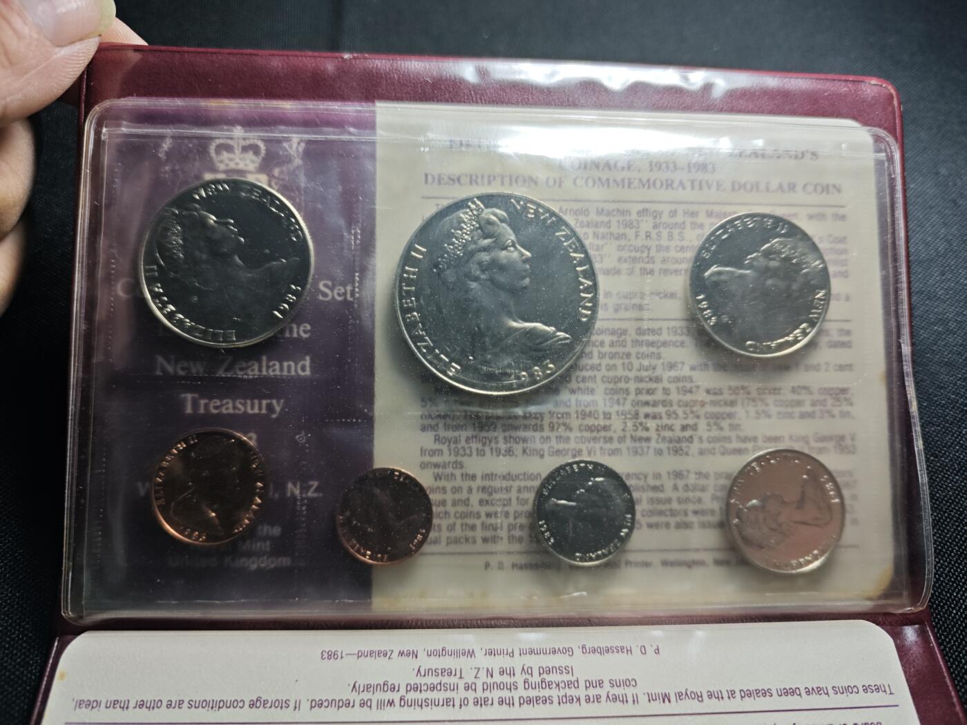 KK钱币收藏小铺 《套币 好品/批量散币专场》  2月预留时间 周末发货  1983新西兰大小面值清年一套 含克朗币 币中币